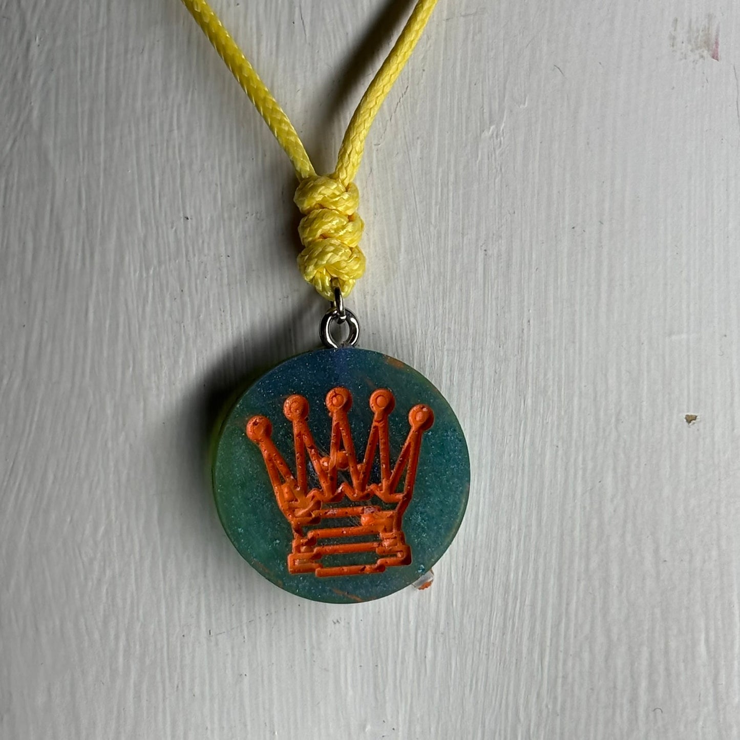 Aqua Orang Queen - Handmade Resin Chess Necklace