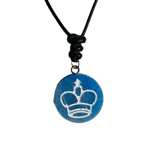 Blue King - Handmade Resin Chess Necklace