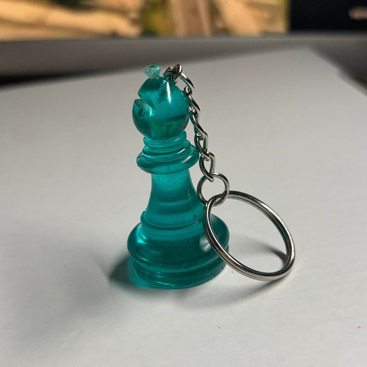 Aqua Transparent Green Bishop - Handmade Resin Keychain