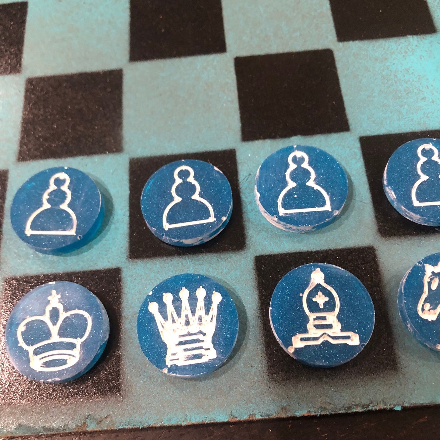Cold Blue - Painted Chess Set