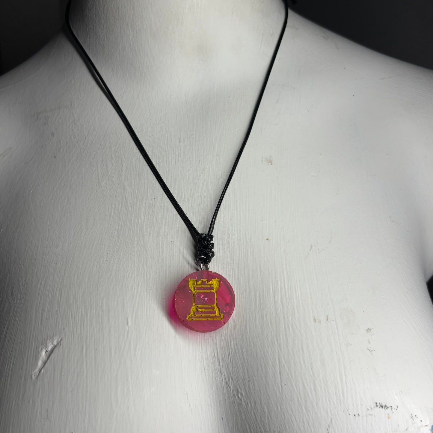 Glitter Red Rook - Handmade Resin Chess Necklace