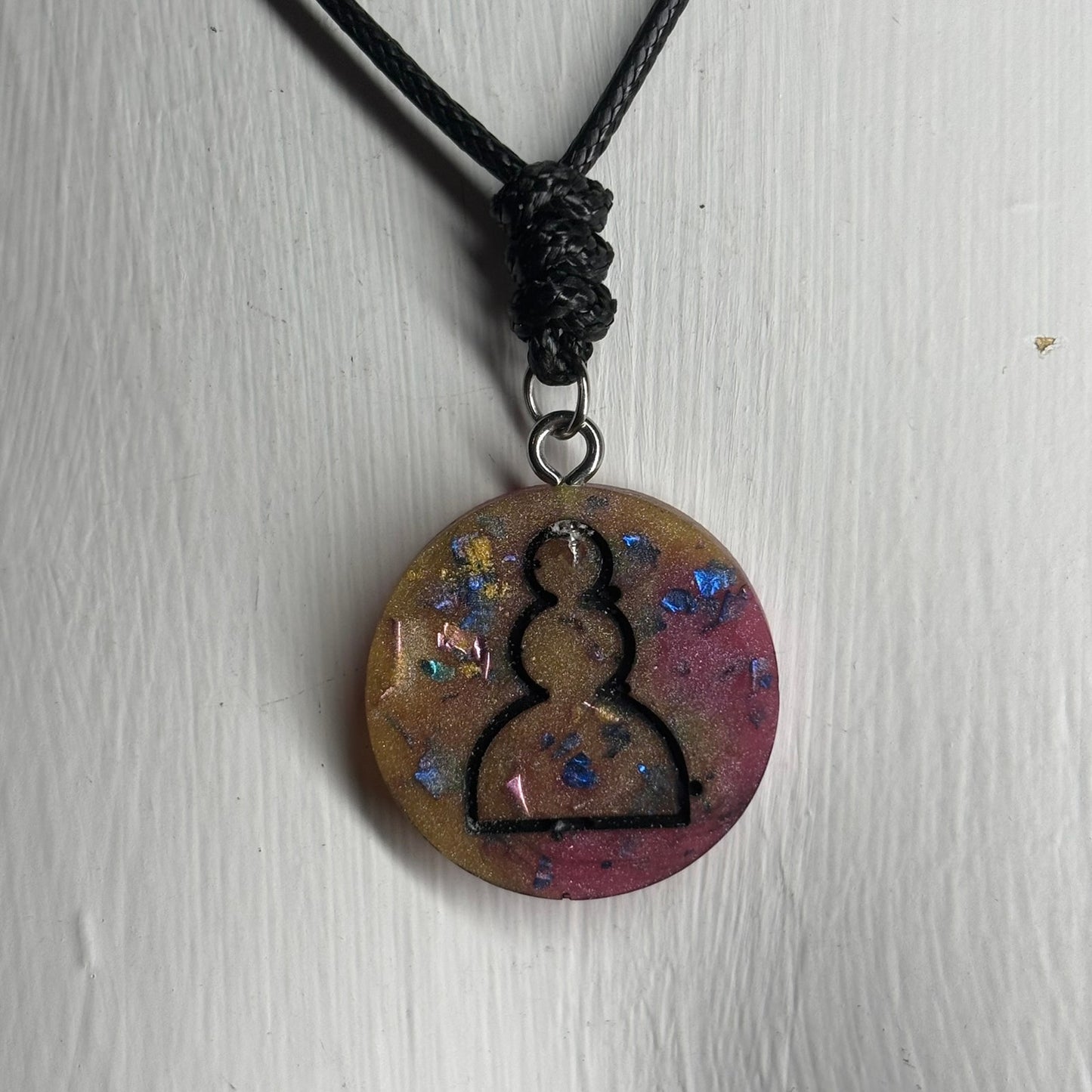 Pink Smoosh Pawn - Handmade Resin Chess Necklace