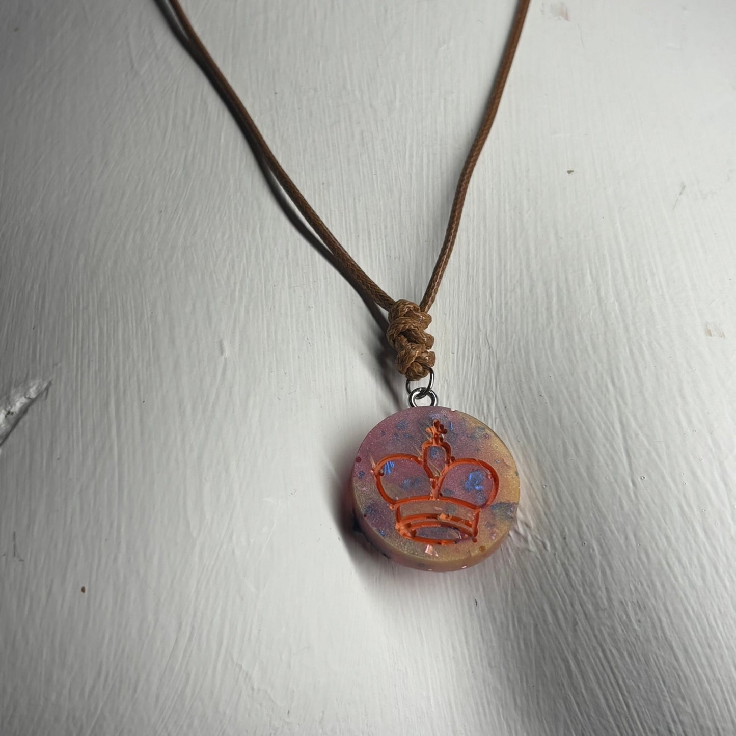 Vintage Pink King - Handmade Resin Chess Necklace