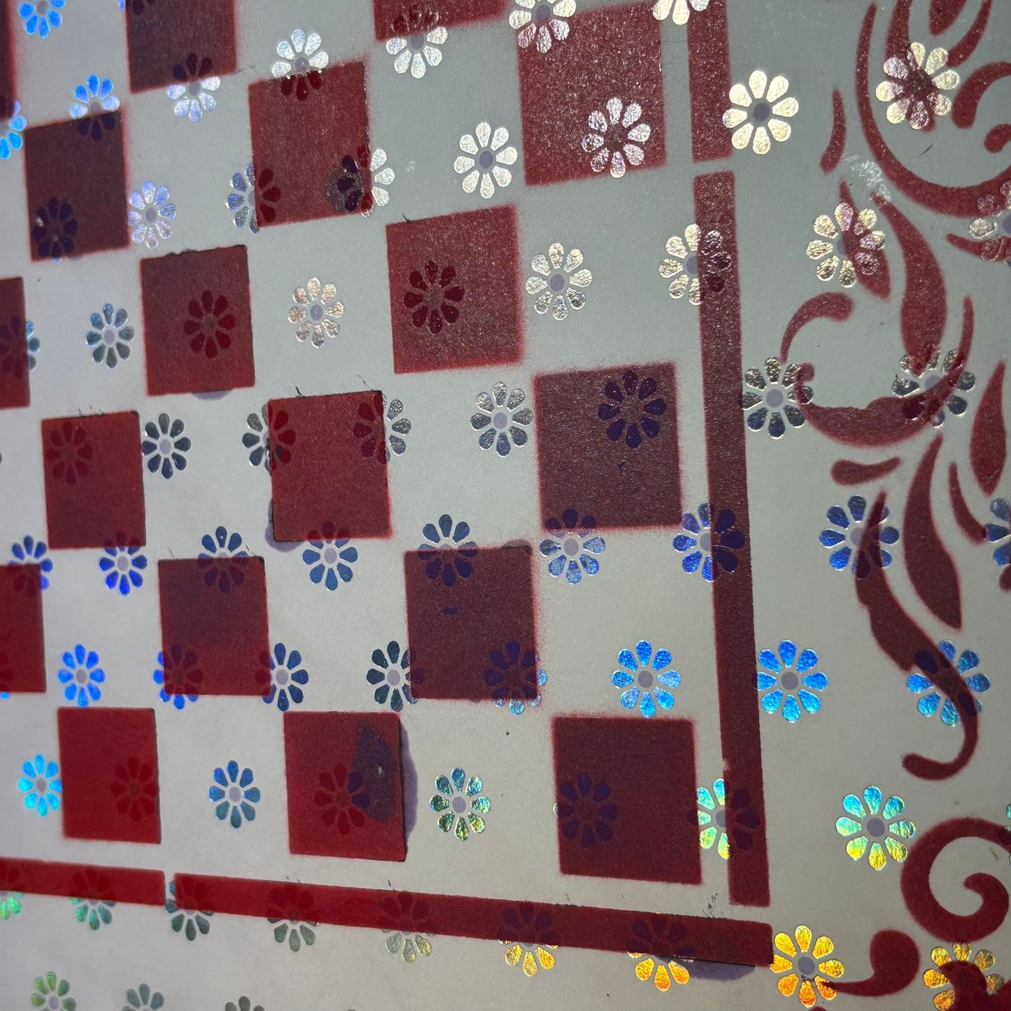 Red Chrome Flowers - Scrapbook Chess Board