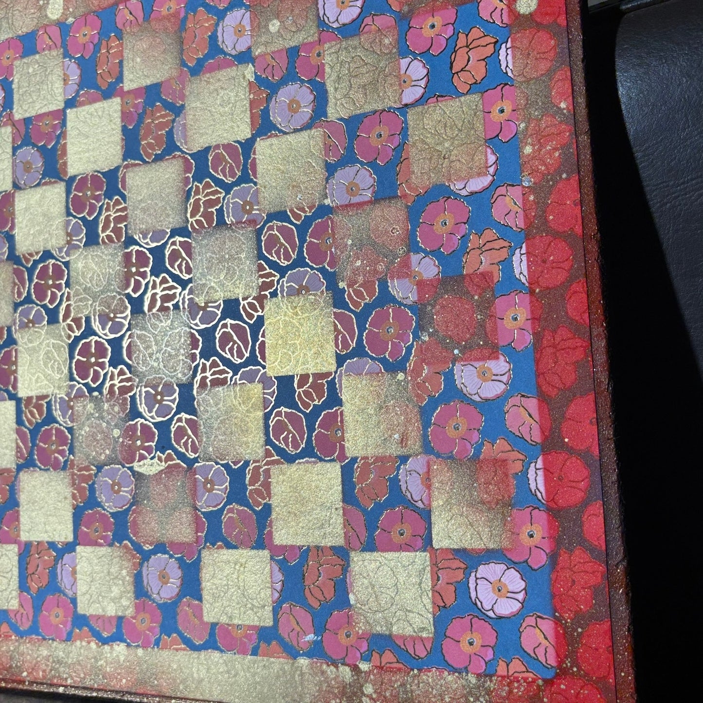 Golden Flowers - Scrapbook Chess Board