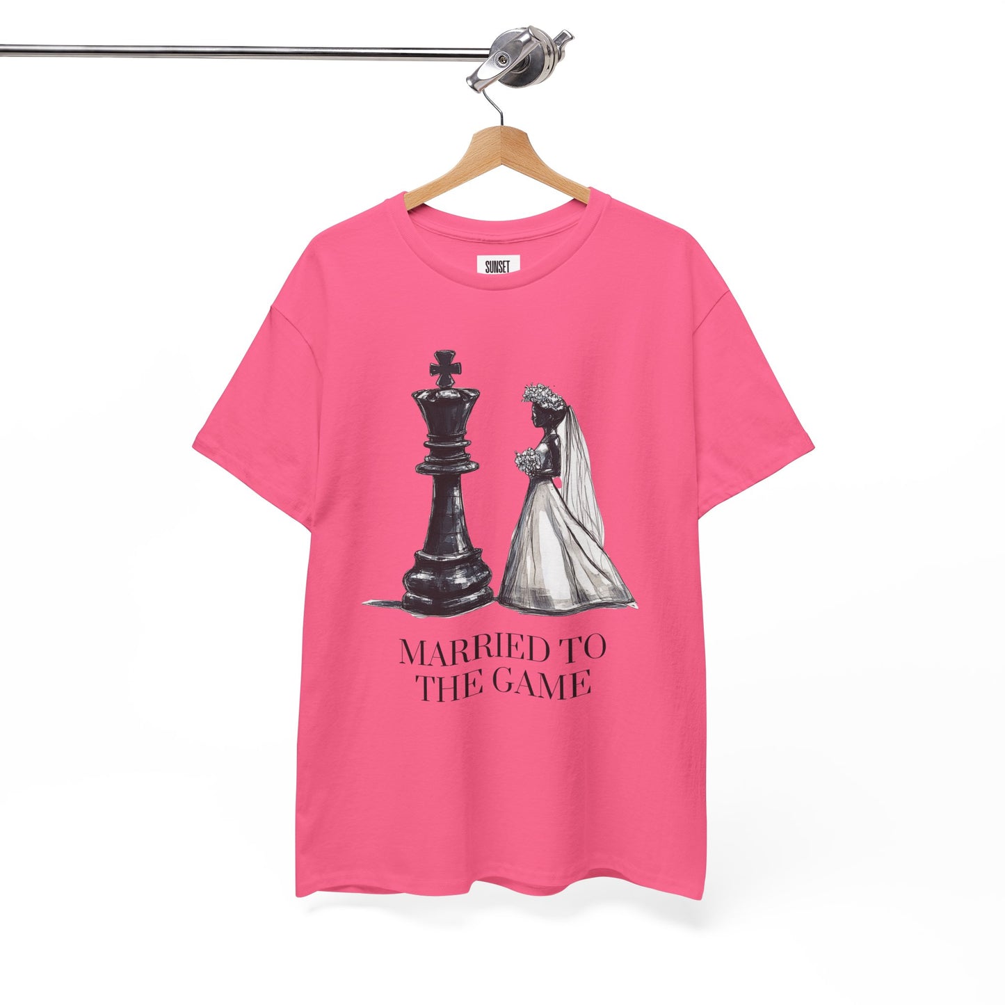 Hot Pink - Married to the Game - Unisex Heavy Cotton Chess Tee