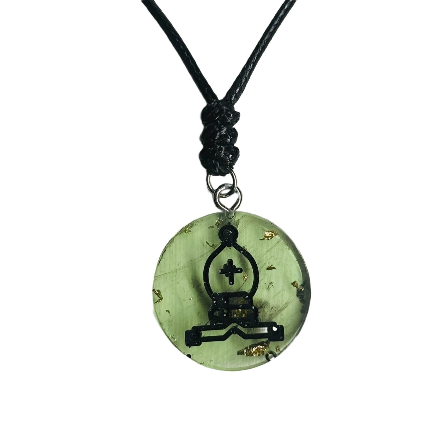 Lime Green Bishop - Handmade Resin Chess Necklace