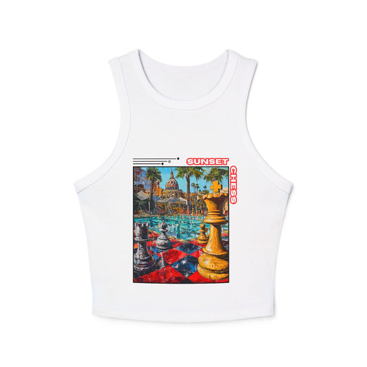 Poolside Play - Women's White Chess Tank Top