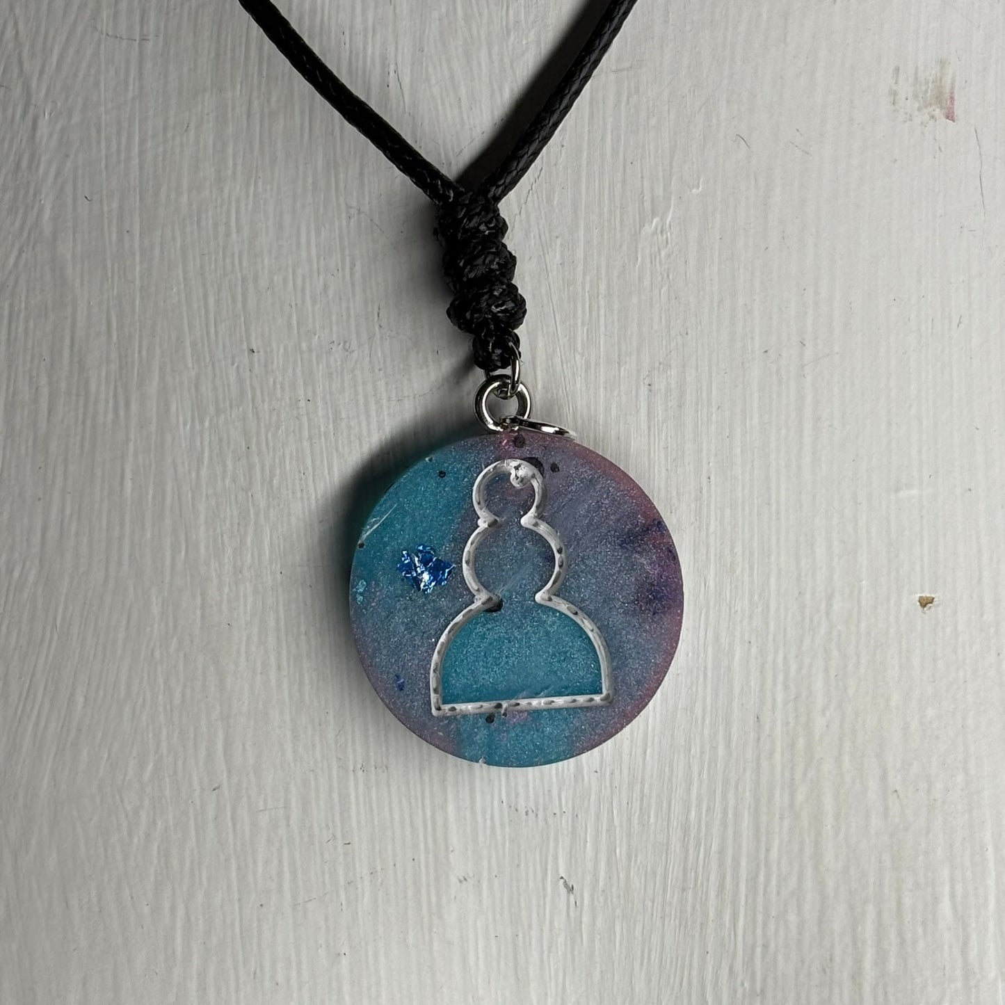 Blue Ice Pawn - Handmade Resin Chess Necklace