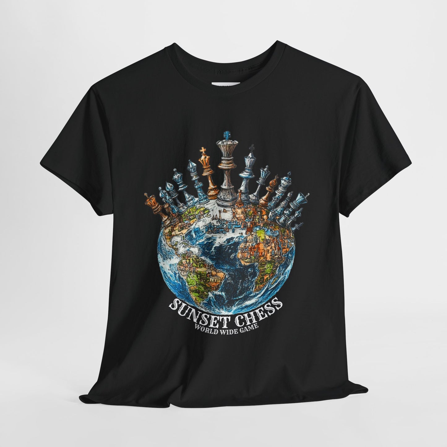 Chess World - Black Chess Tee - Unisex Heavy Cotton Tee