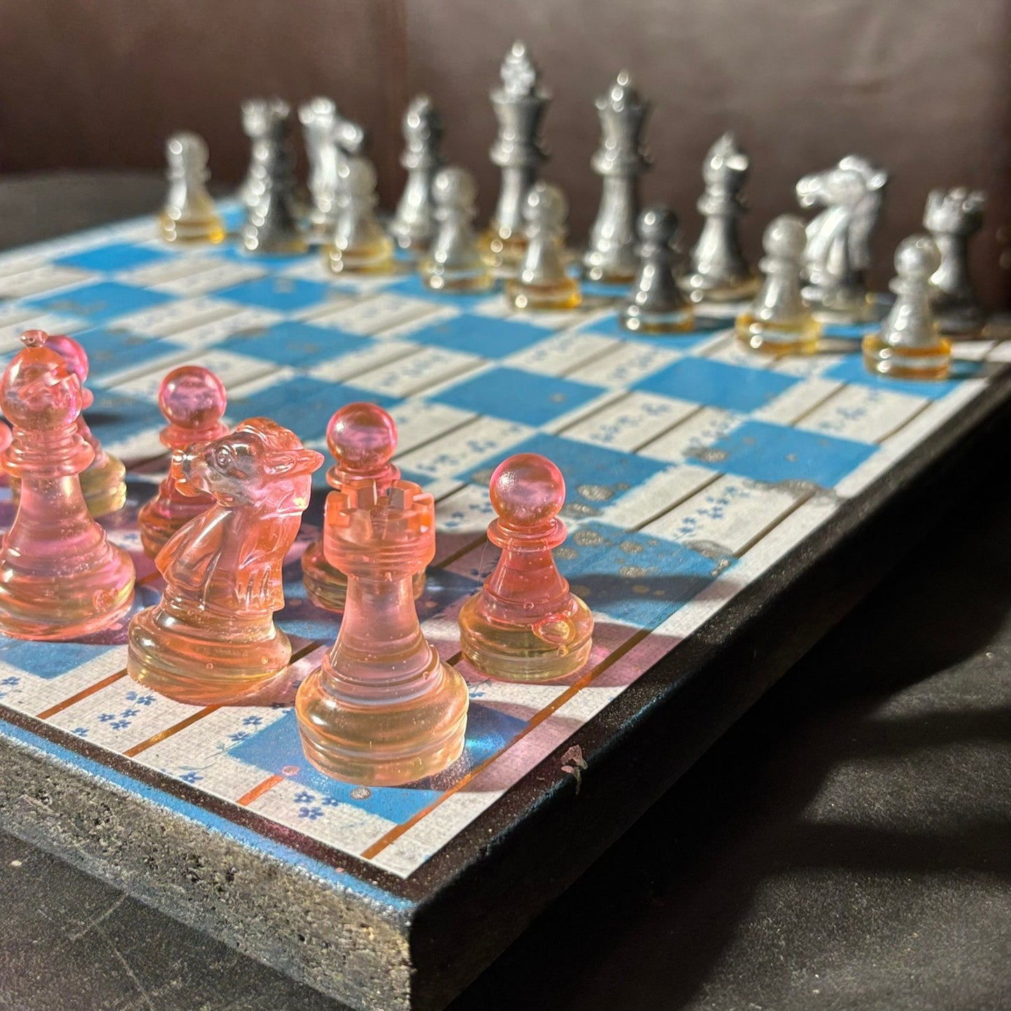 Simple Blue - Scrapbook Chess Set