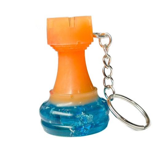 Ice Bottom Orange Rook - Handmade Resin Keychain - Large Edition