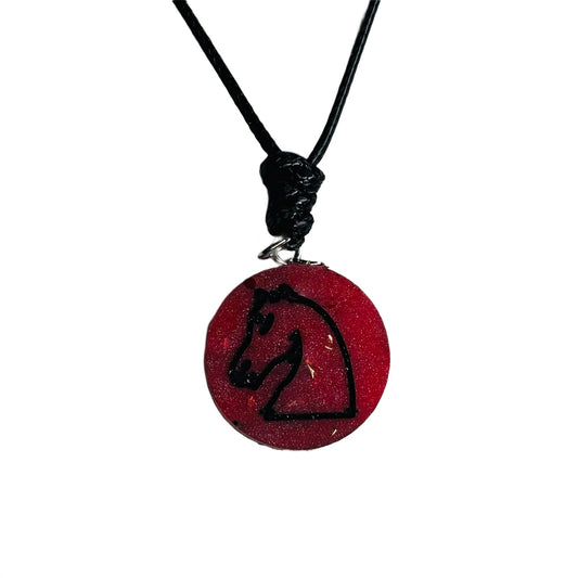 Drake Red Knight - Handmade Resin Chess Necklace