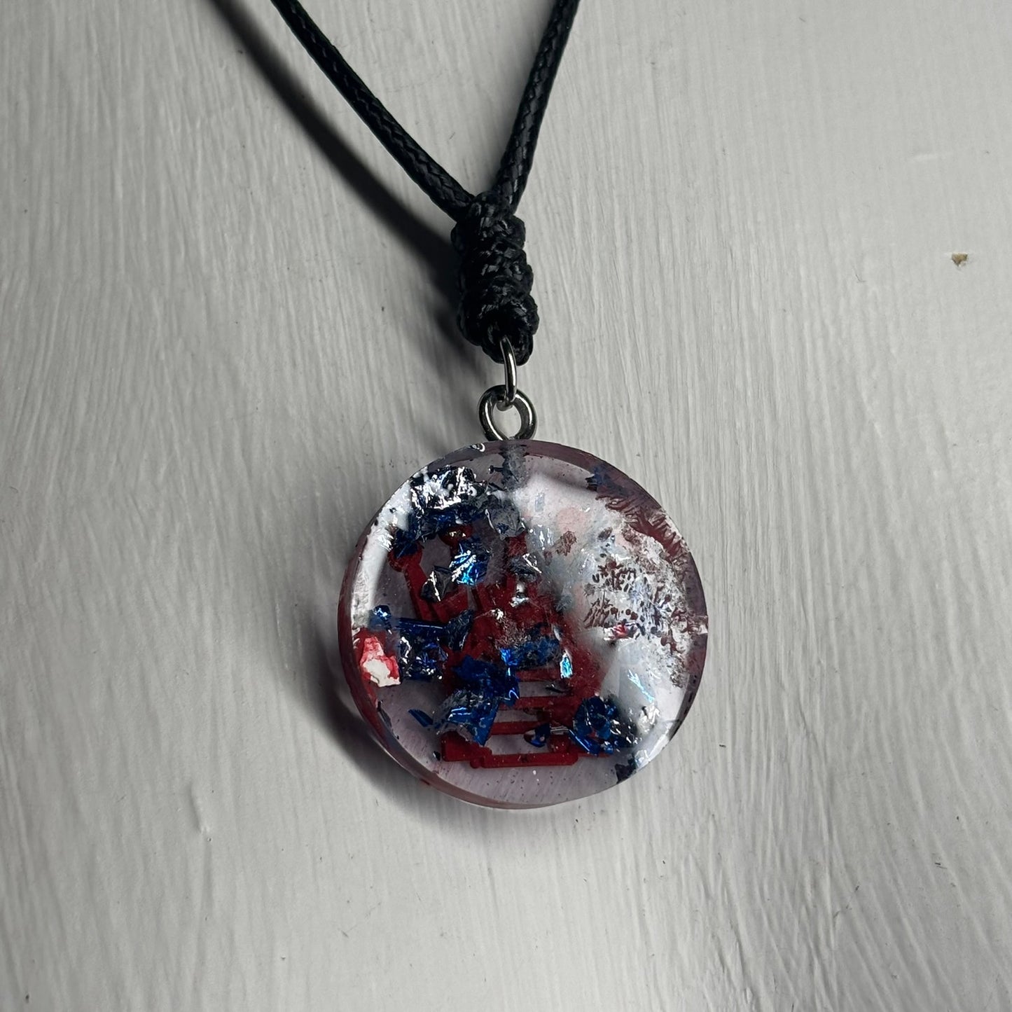 Red Print Queen - Handmade Resin Chess Necklace