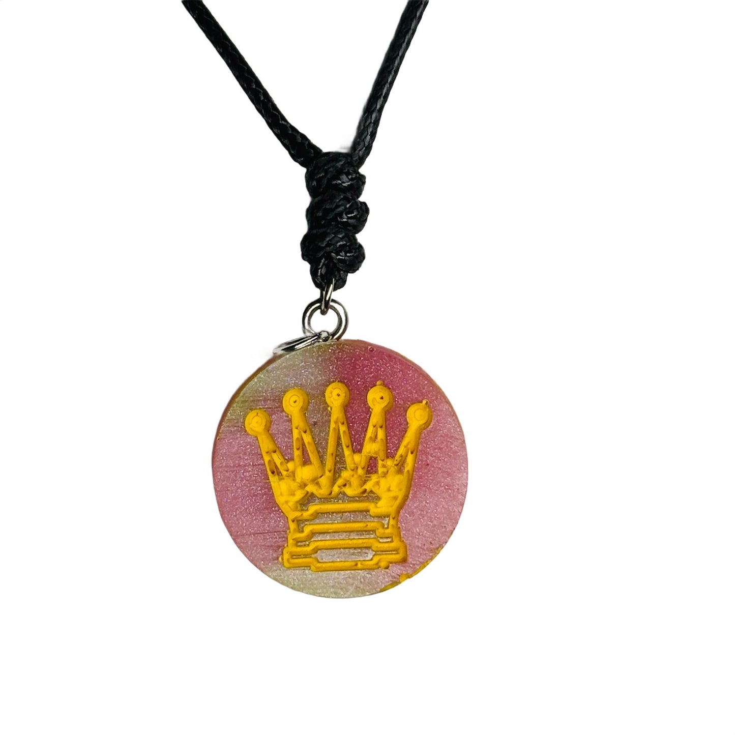 Pink Blush Queen - Handmade Resin Chess Necklace