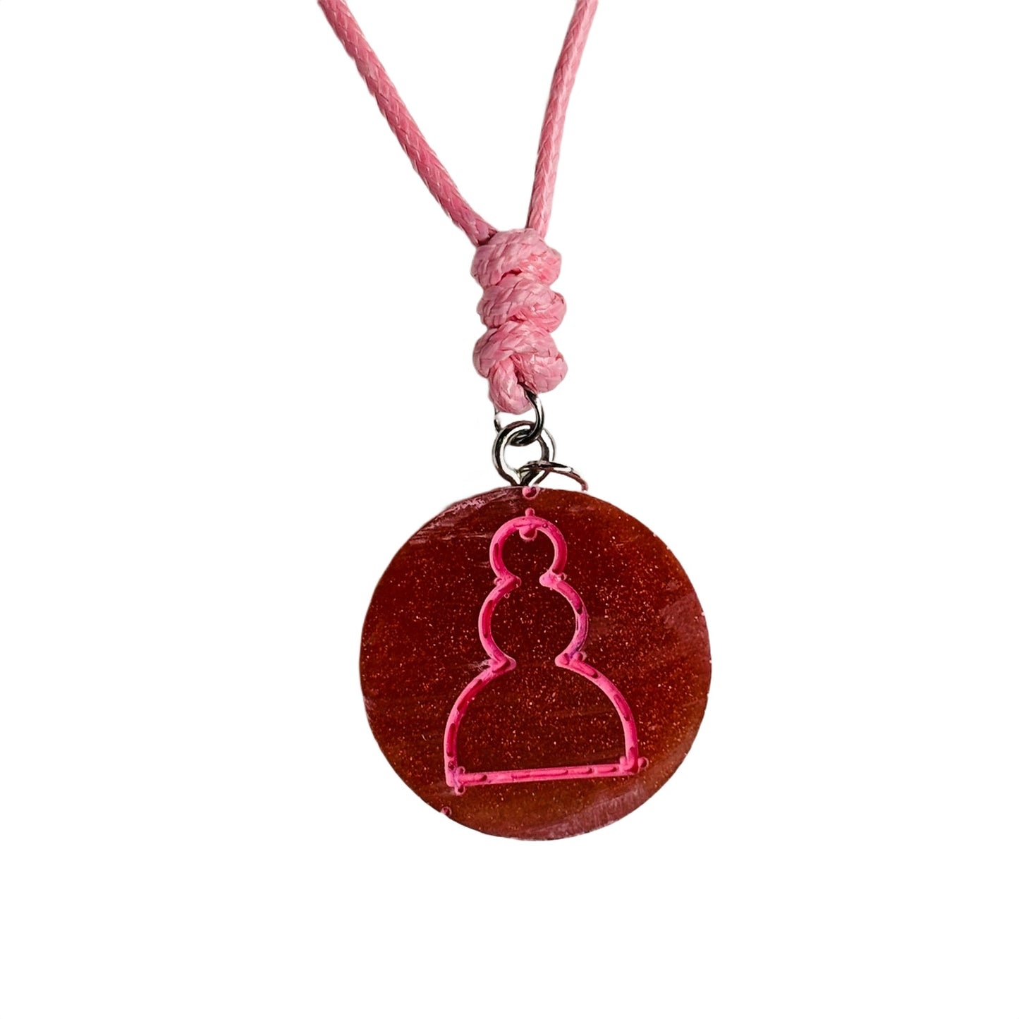Classy Pink Pawn - Handmade Resin Chess Necklace