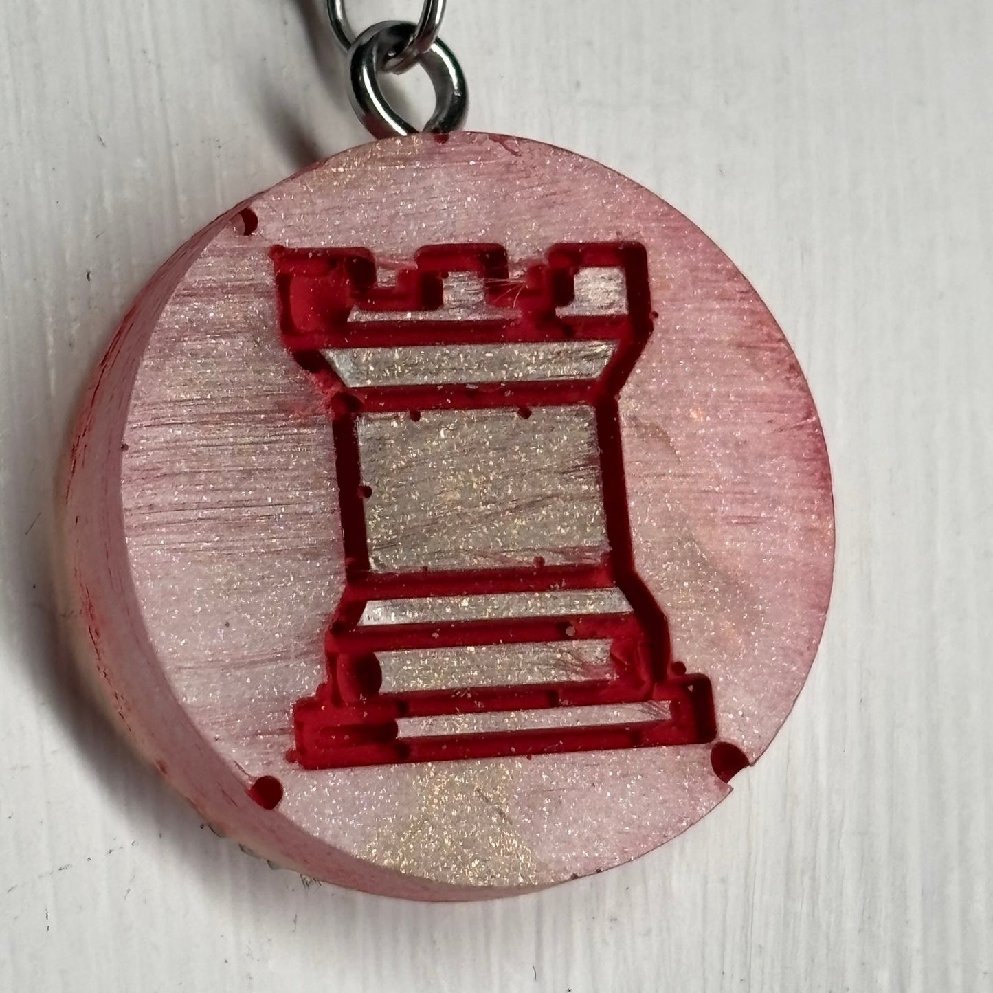 Space Red Rook - Handmade Resin Chess Necklace