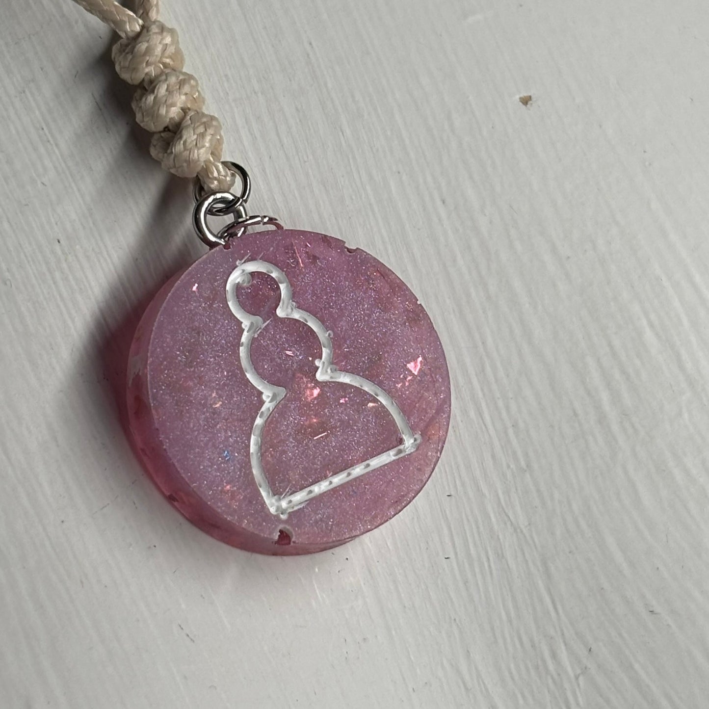 Cream Pink Pawn - Handmade Resin Chess Necklace