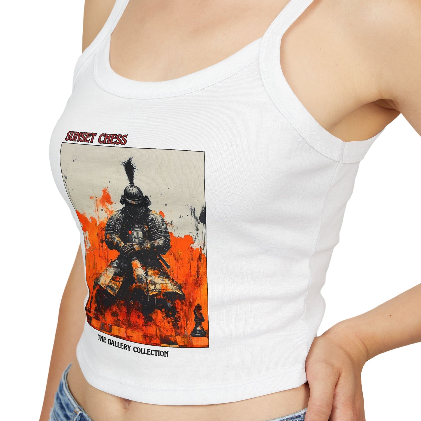 Orange Samurai Warrior -  Women's White Tank Top