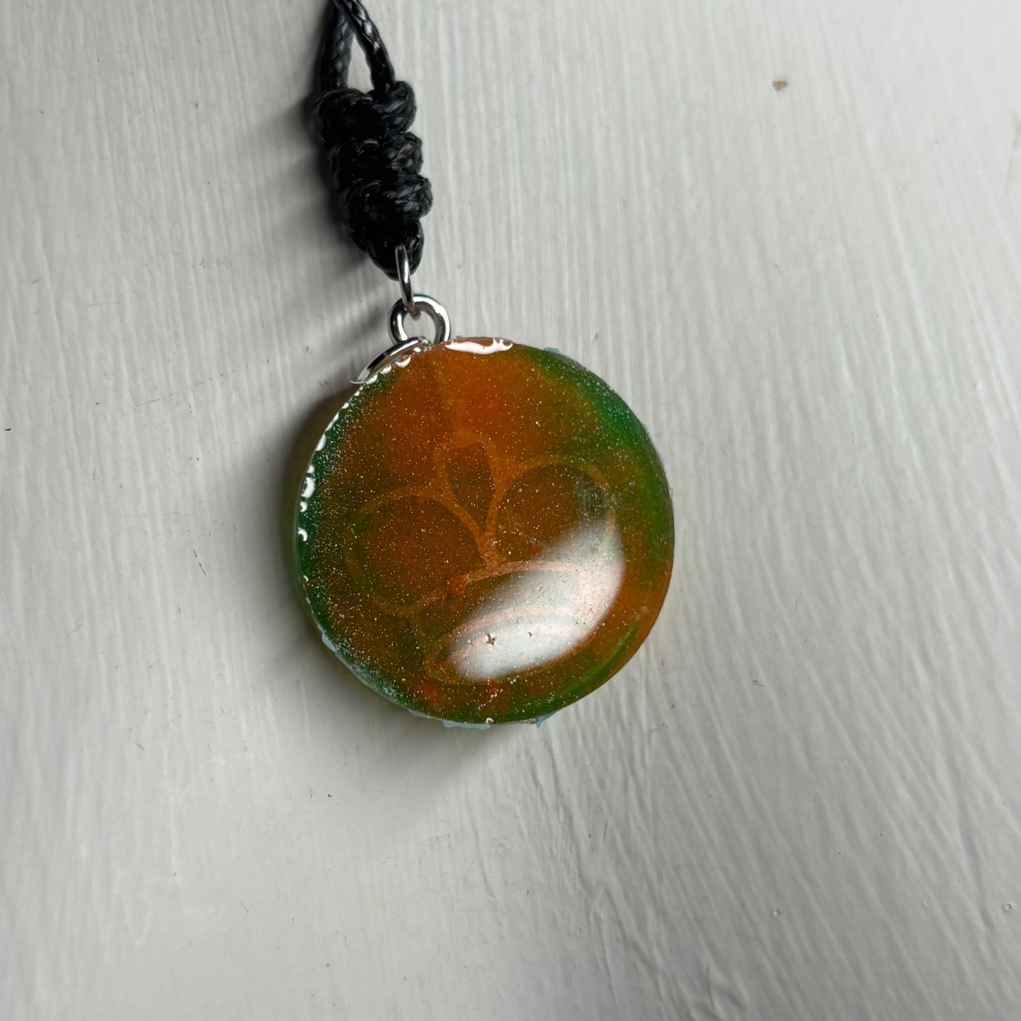 Orange Green King - Handmade Resin Chess Necklace