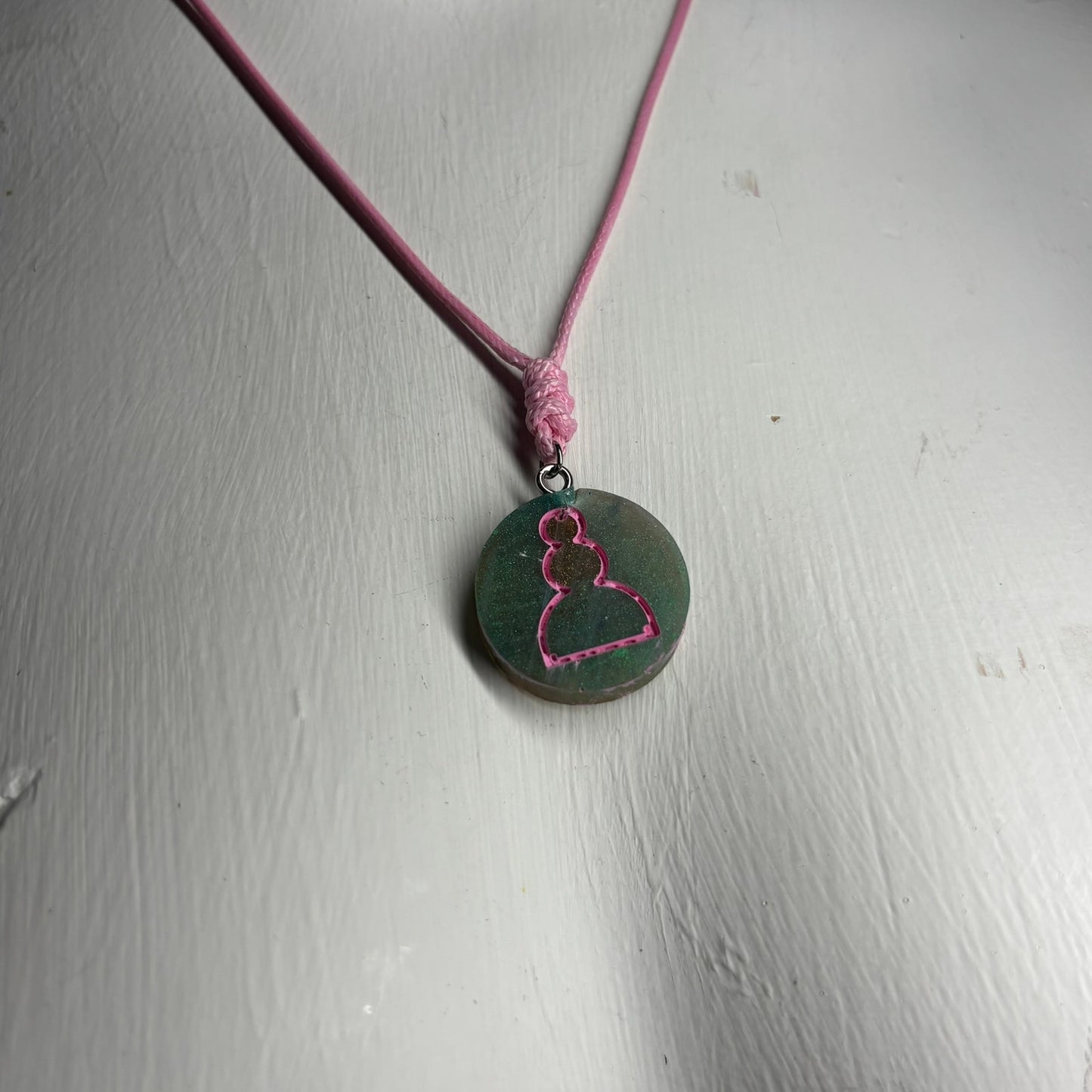 Forest Pink Pawn - Handmade Resin Chess Necklace