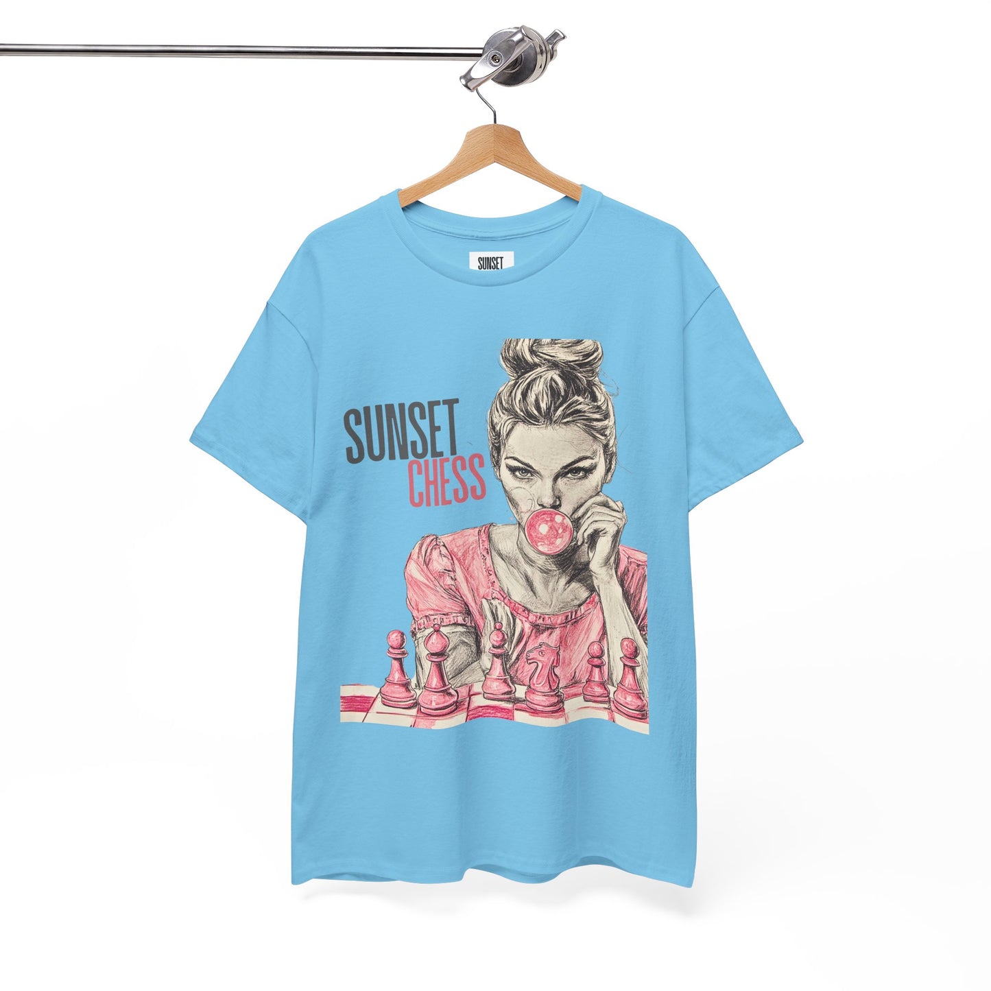 Sky Blue - Women Bubble Blowing - Unisex Heavy Cotton Tee