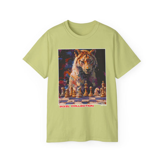 Cat Ponders The Game - Pistachio Green Chess T Shirt