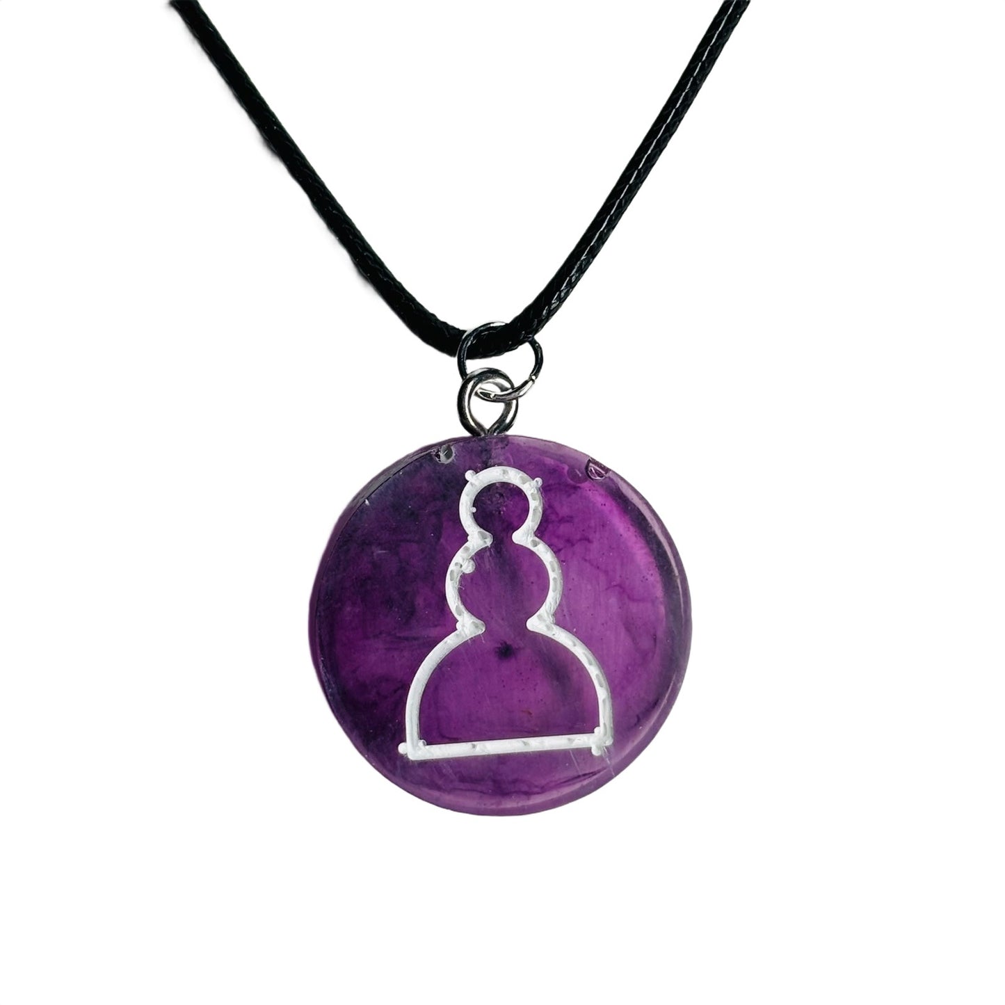 Translucent Purple Pawn - Handmade Resin Chess Necklace