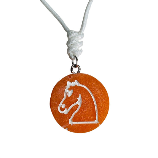 Orange Knight - Handmade Resin Chess Necklace