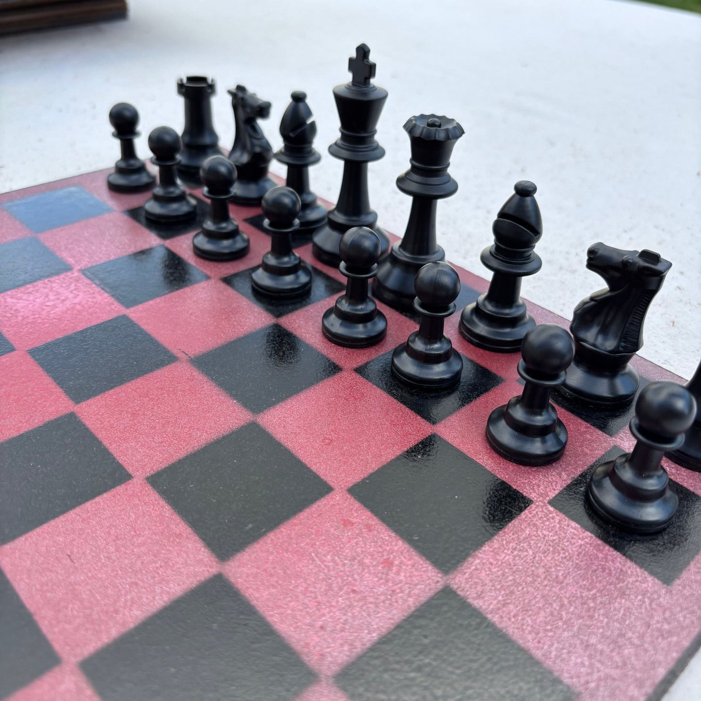 Burgundy Red - Painted Chess Set