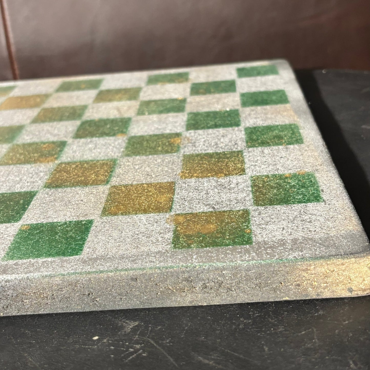 Green & Gray Golden Fade - Painted Chess Board