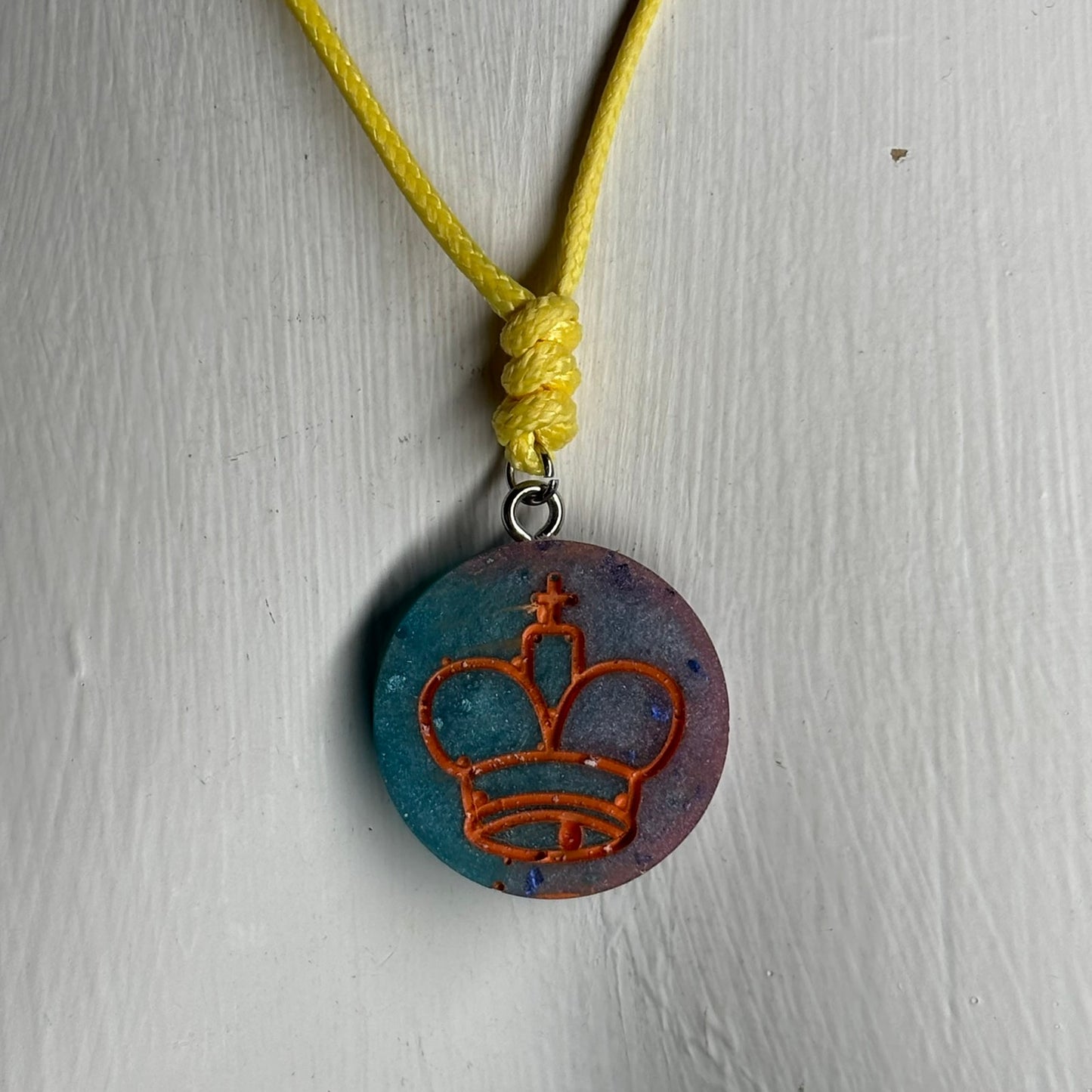 Miami Orange King - Handmade Resin Chess Necklace