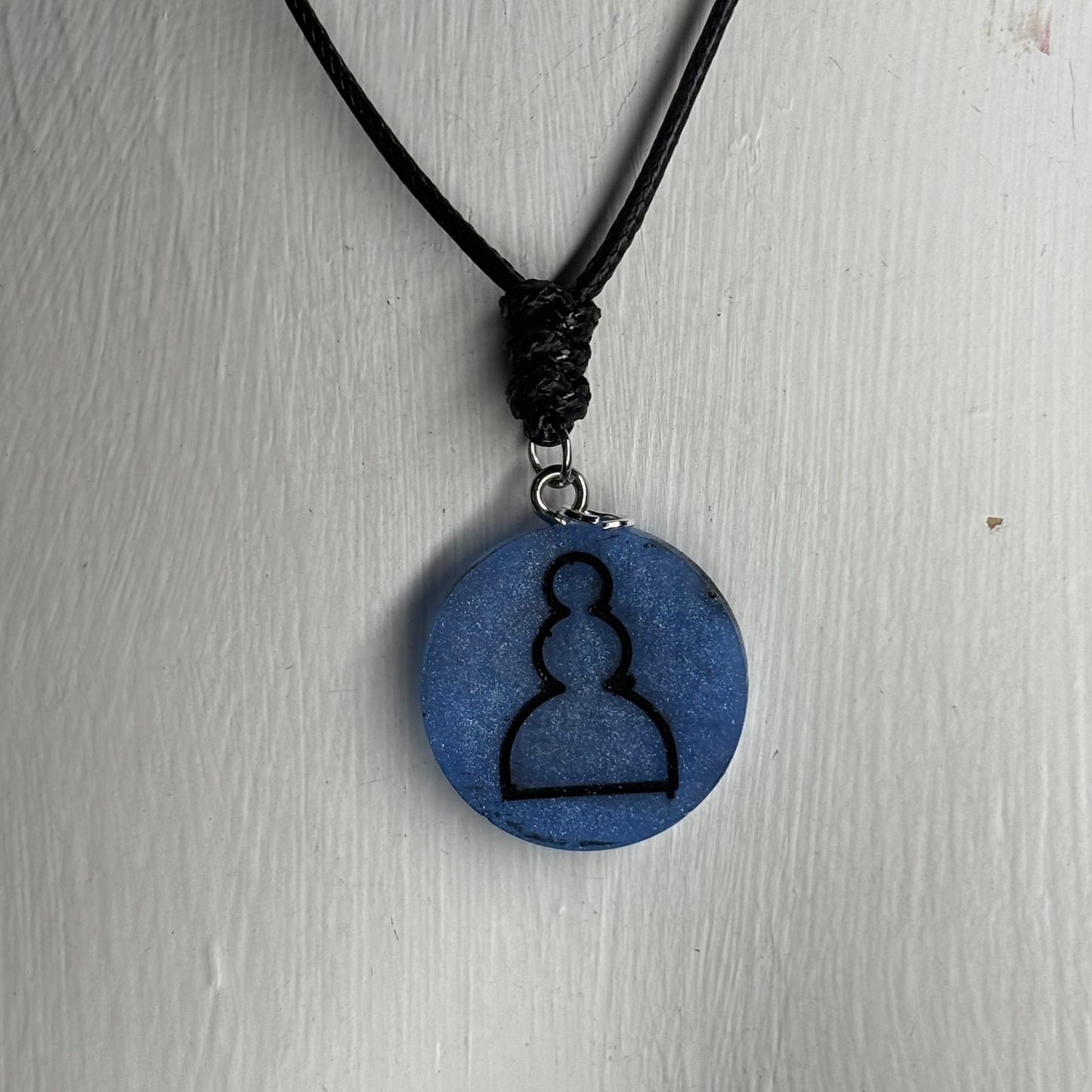 Blue Pawn - Handmade Resin Chess Necklace
