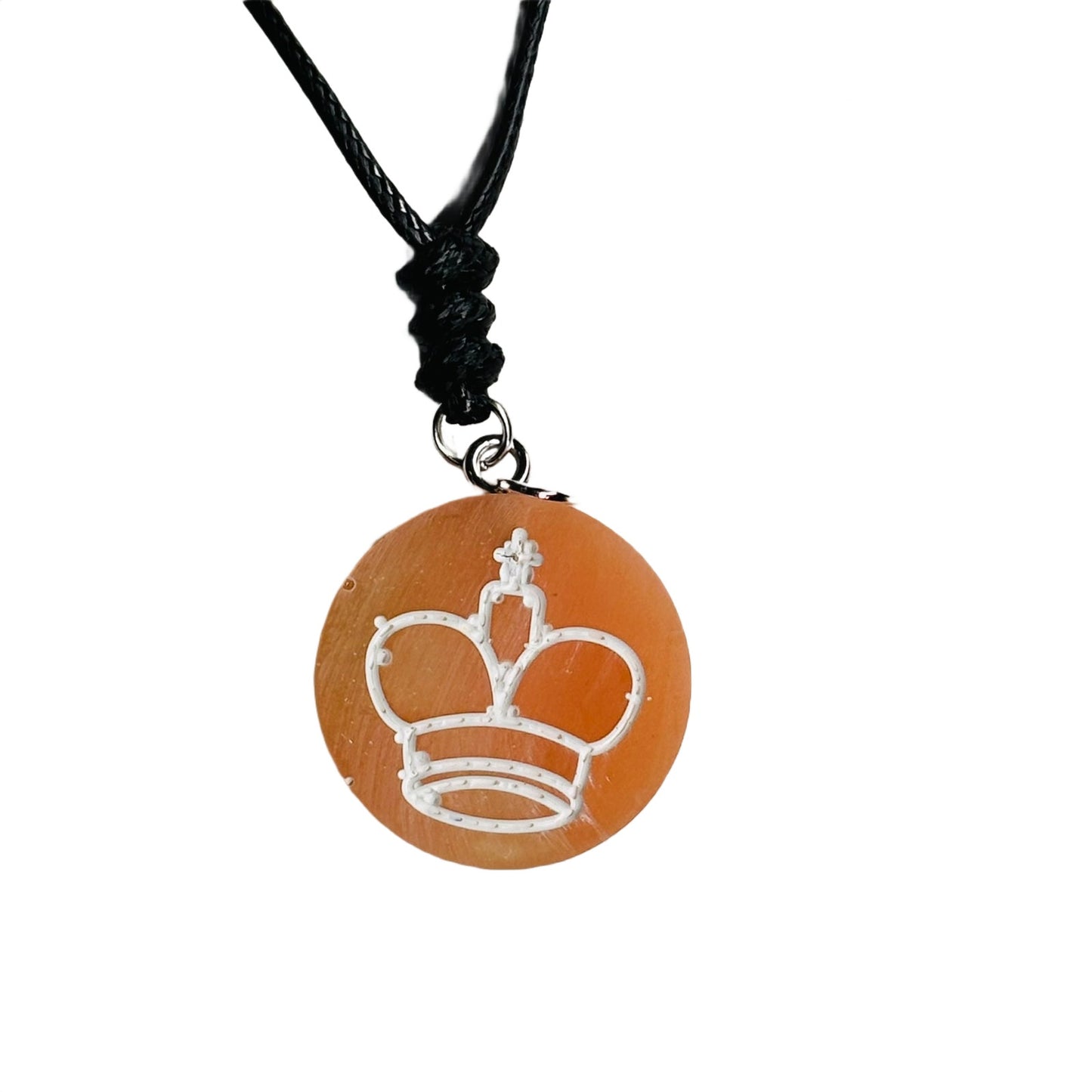 Peach Orange King - Handmade Resin Chess Necklace