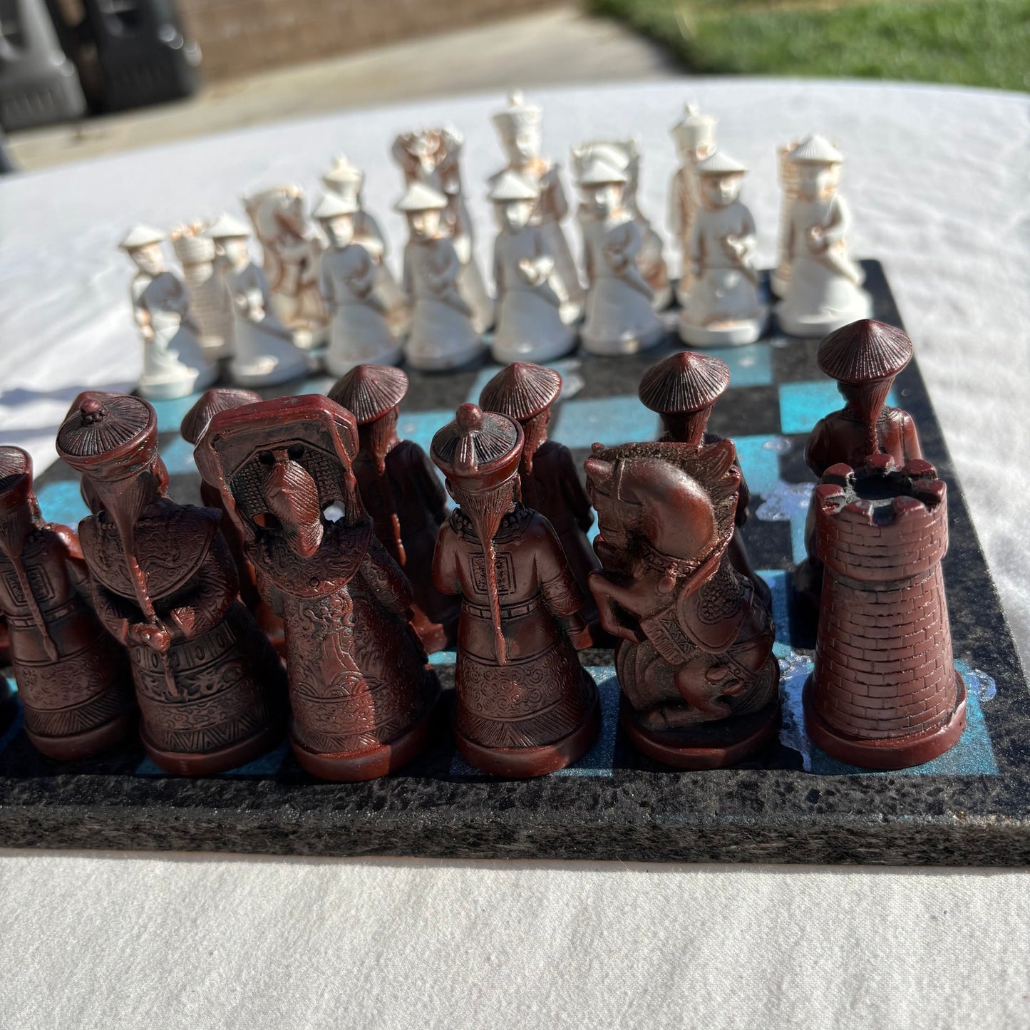 Black & Blue Chrome Drip - Chinese Edition Chess Set