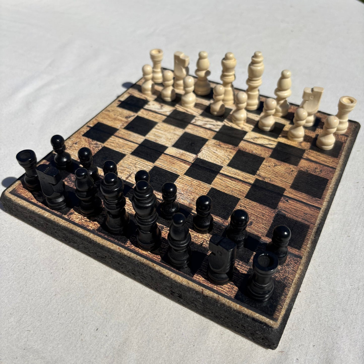 Classic Wood Print - Scrapbook Chess Set