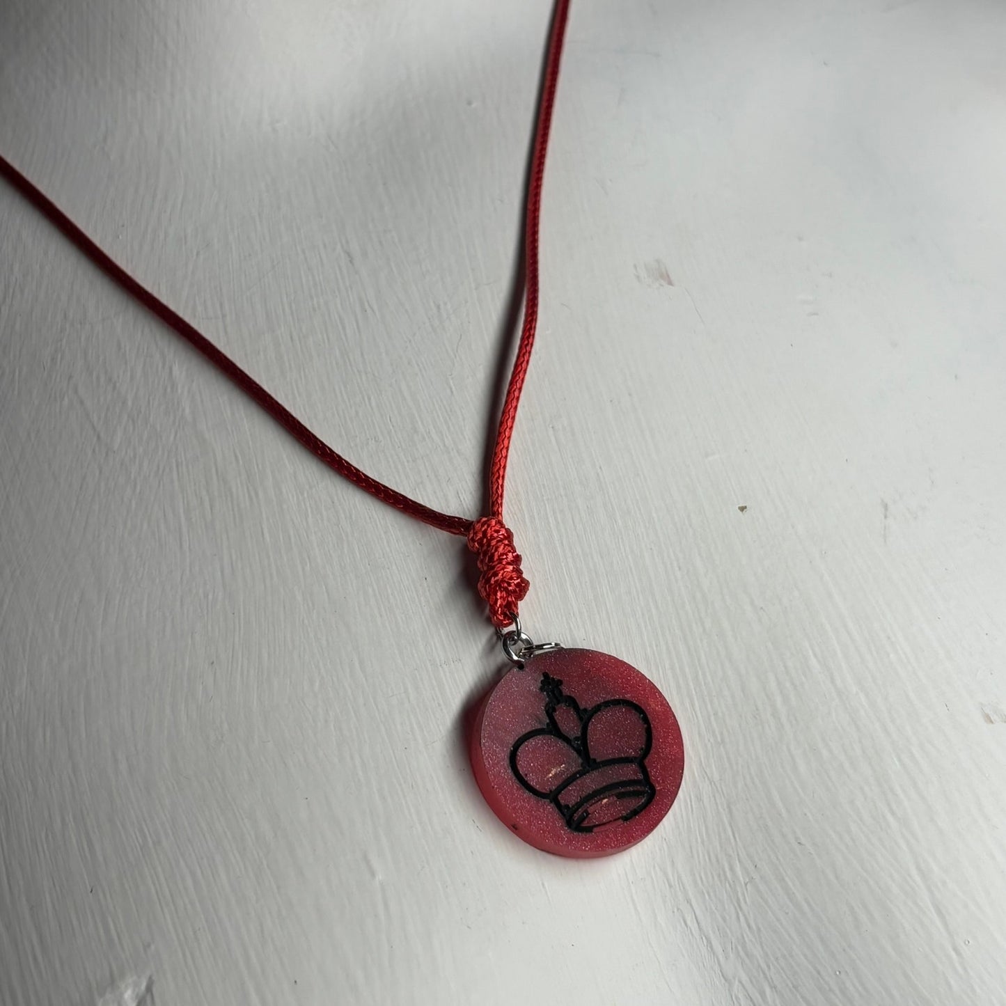 Folded Red King - Handmade Resin Chess Necklace