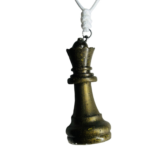 Vintage Green Queen - Handmade Resin Chess Necklace