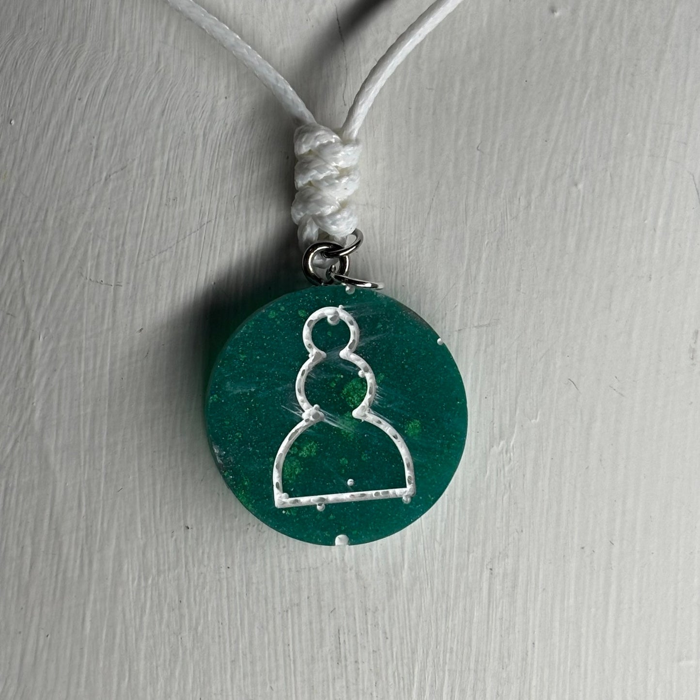 Emerald Green Pawn - Handmade Resin Chess Necklace