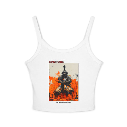 Orange Samurai Warrior -  Women's White Tank Top