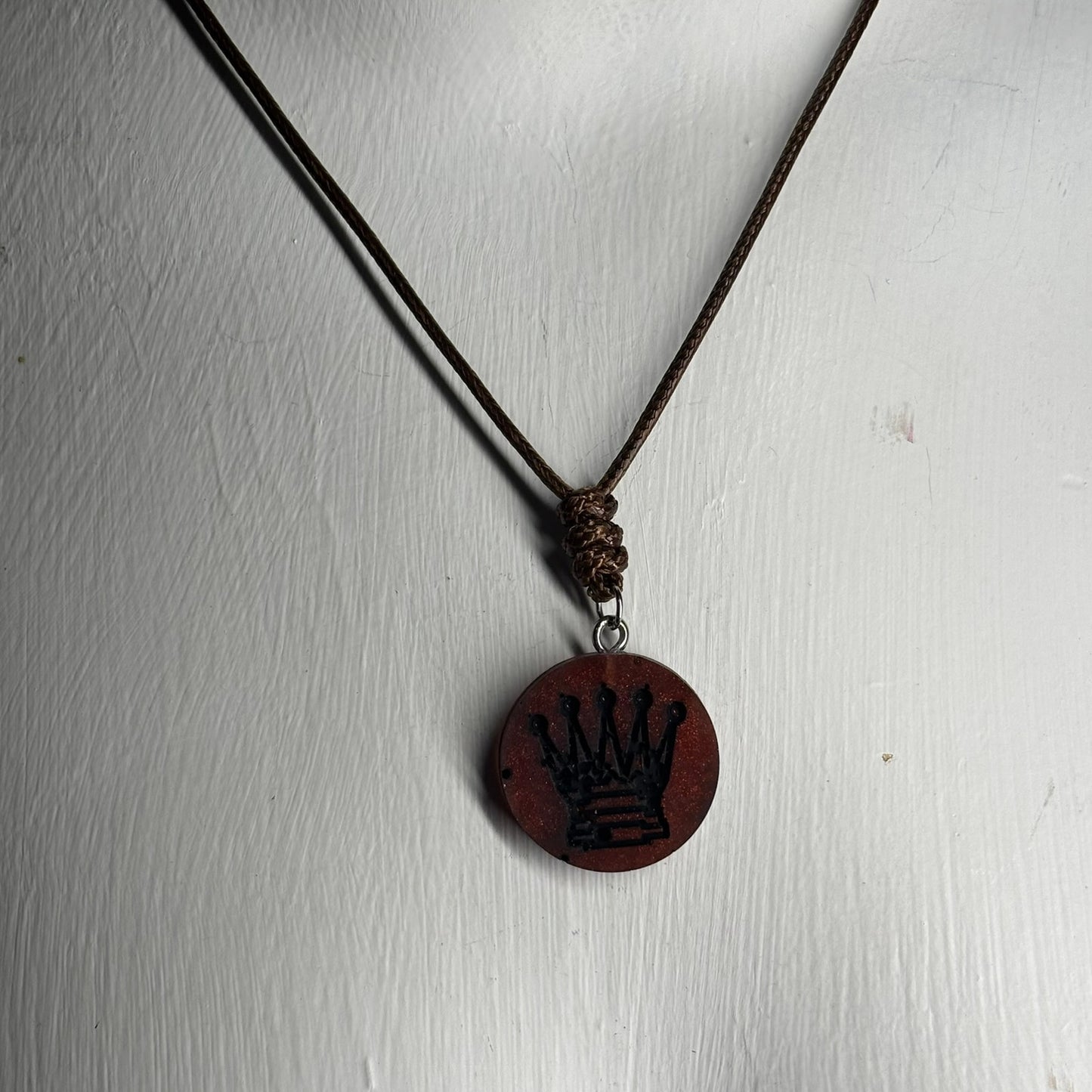 Vintage Red Queen - Handmade Resin Chess Necklace