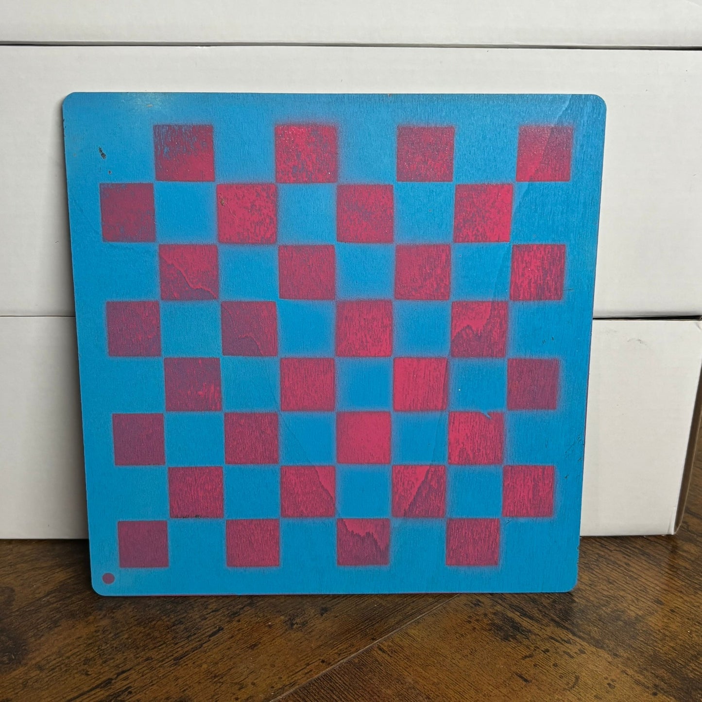 Pink & Blue - Painted Thin Wooden Chess Board