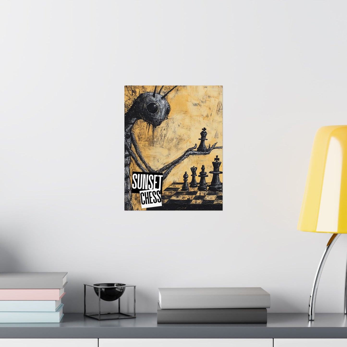 Bug Ponders Chess - Matte Vertical Posters