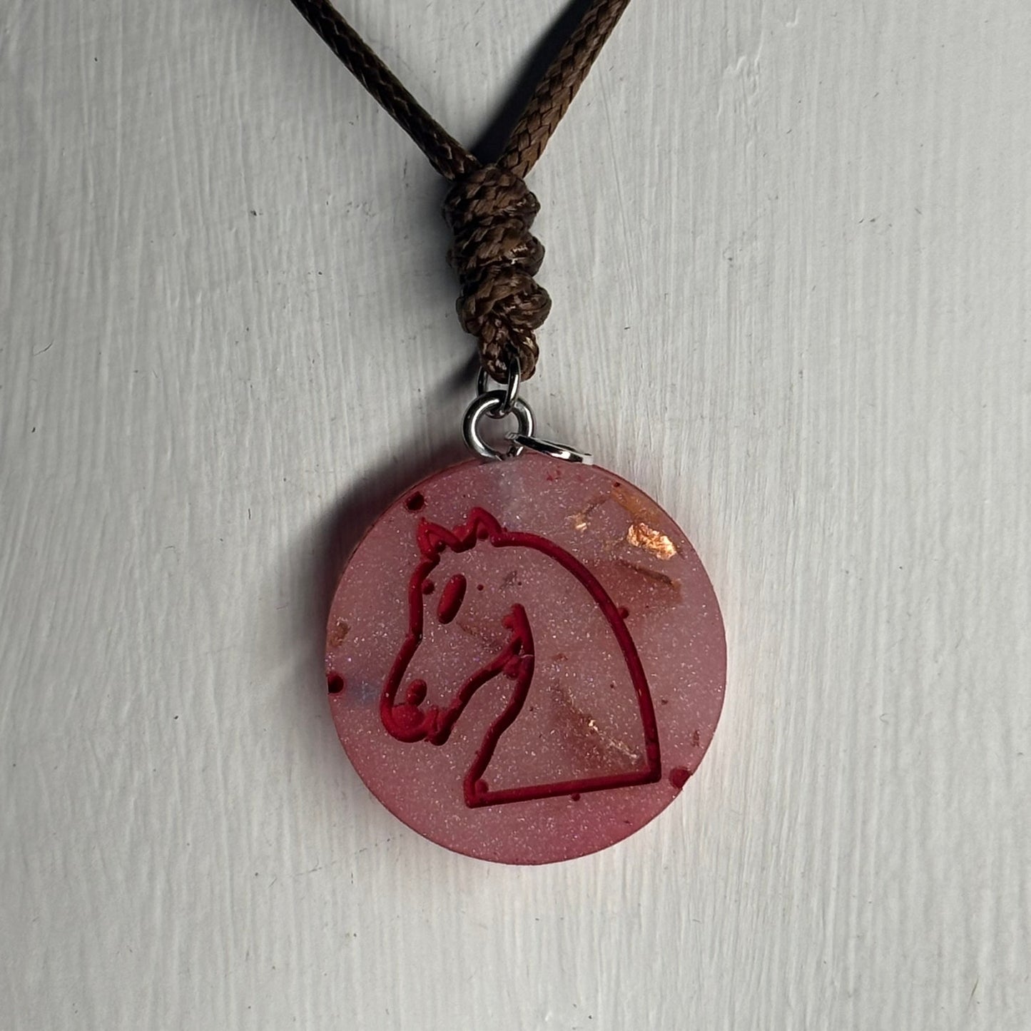 Crystal Red Knight - Handmade Resin Chess Necklace