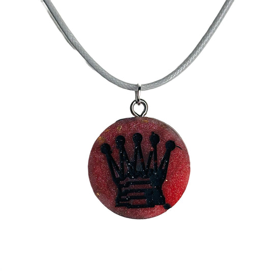 Hot Red Queen - Handmade Resin Chess Necklace