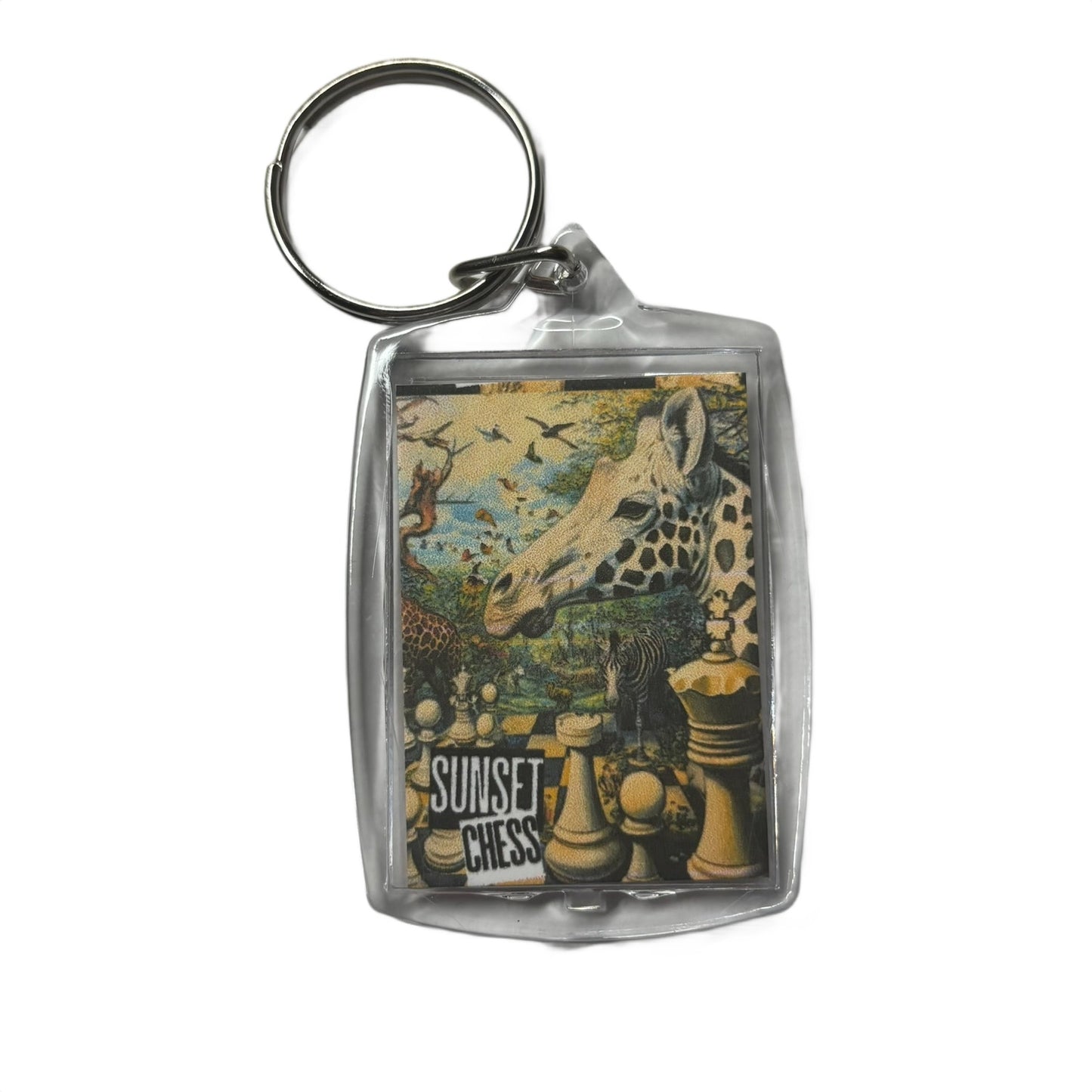 Giraffes Play - Chess  Photo Keychain