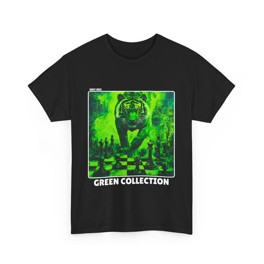 Green Tiger Chess -  Black T Shirt