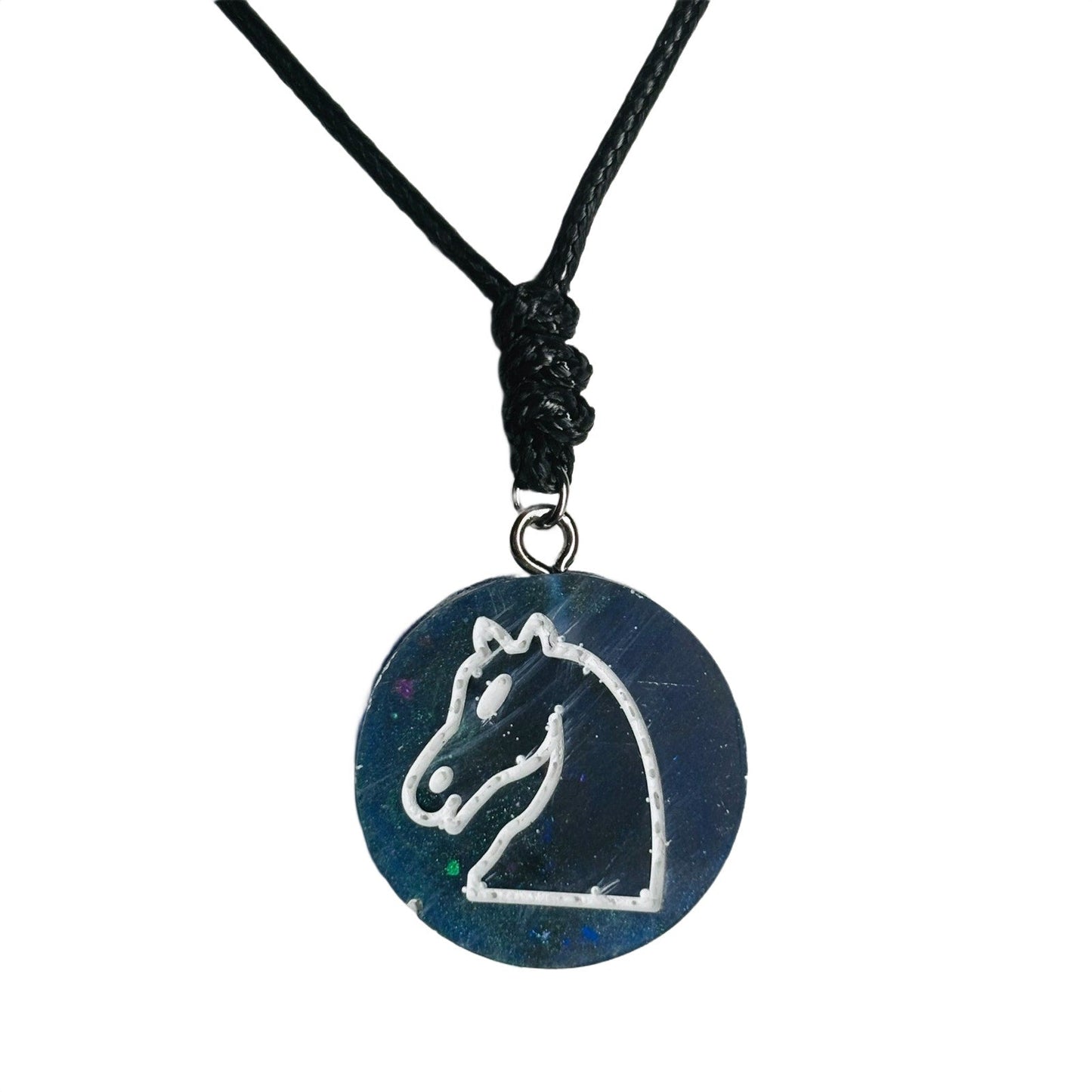 🎁 Blue Knight - Handmade Resin Chess Necklace (100% off)