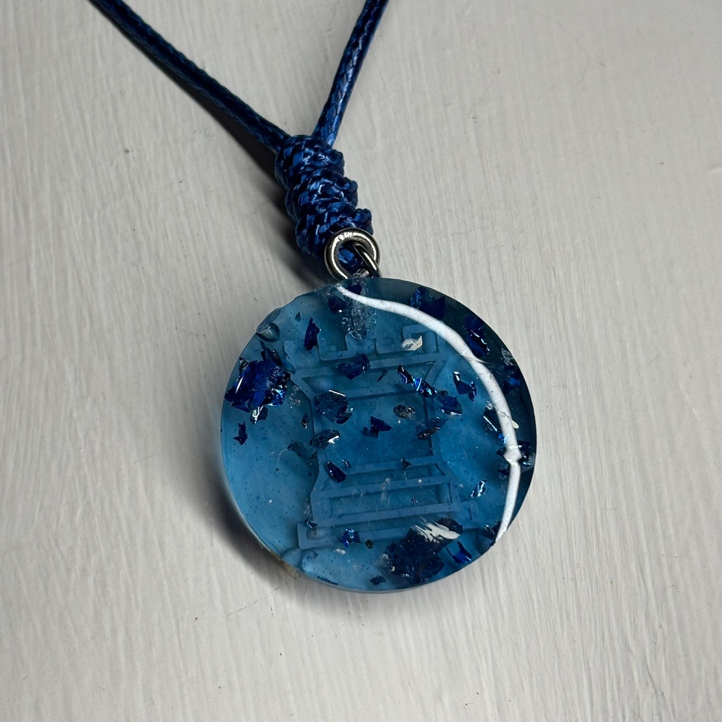 Blue Translucent Rook - Handmade Resin Chess Necklace