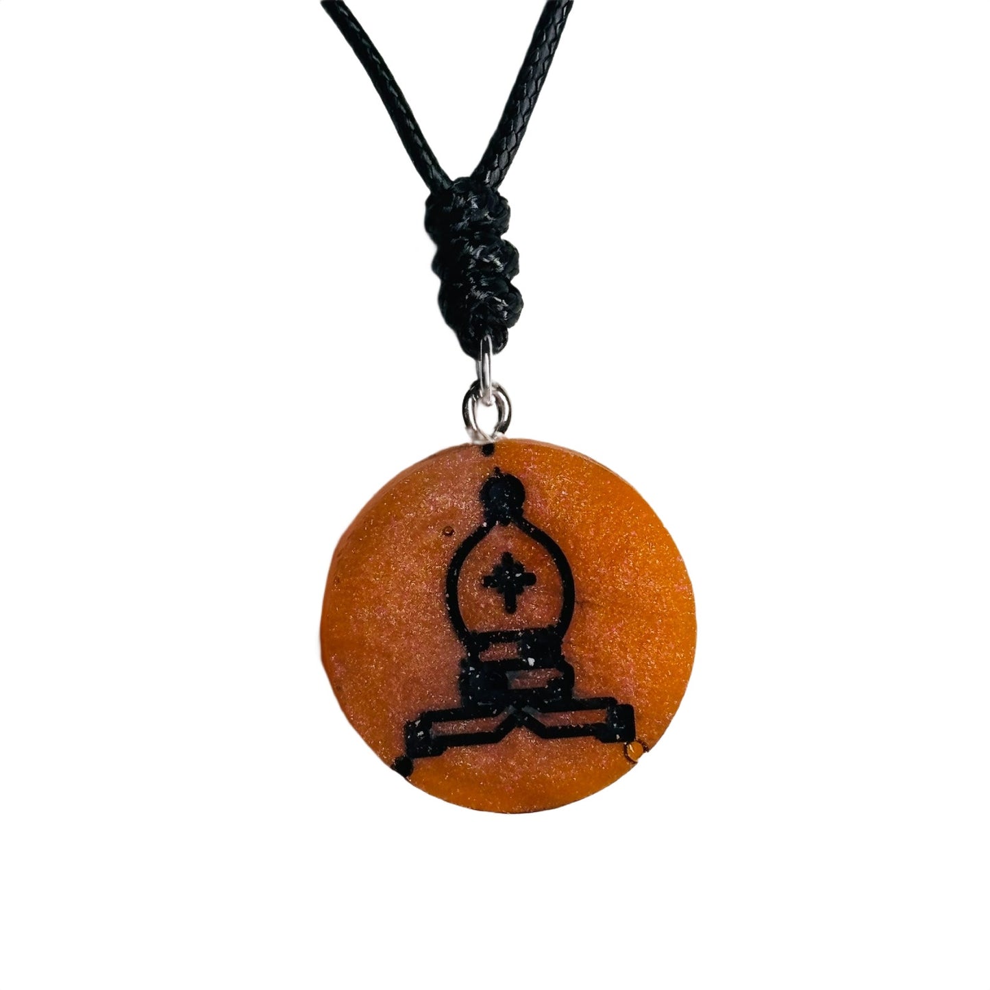 Orange Bishop - Handmade Resin Chess Necklace